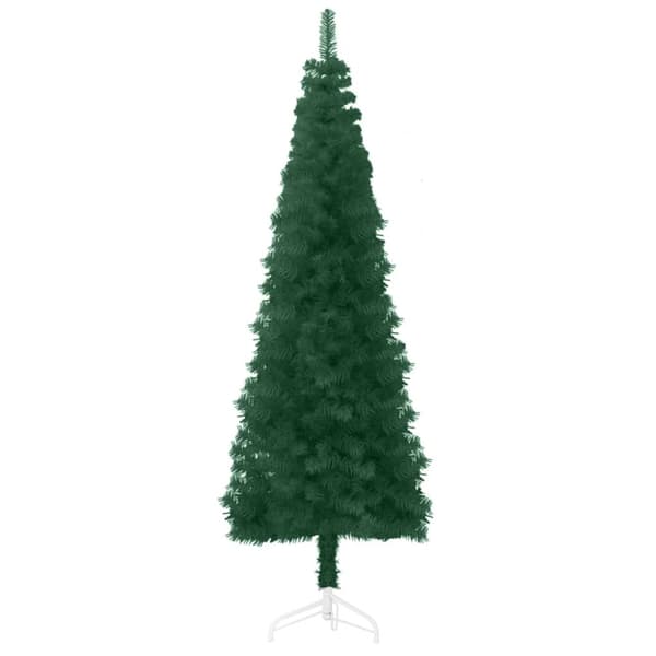 Smal halv plastgran med stativ grön 150 cm