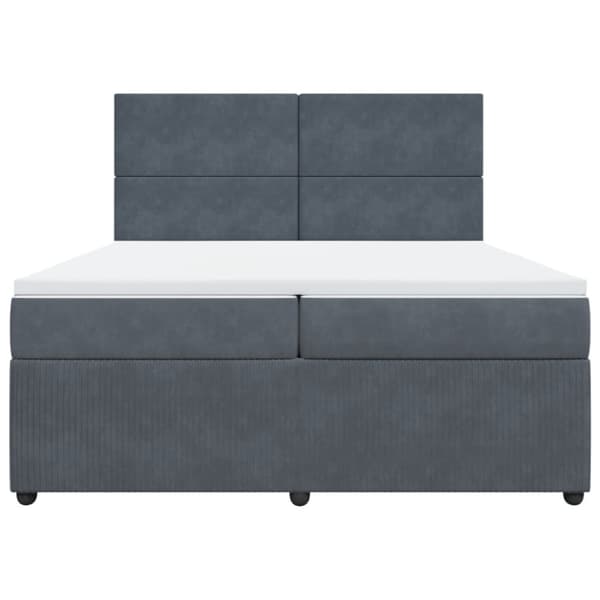 Ramsäng med madrass mörkgrå 200x200 cm sammet