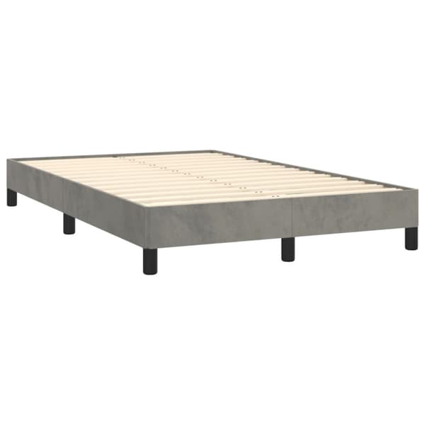 Ramsäng med madrass ljusgrå 120x190 cm sammet