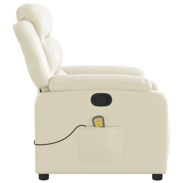 Massagefåtölj krämfärgad konstläder