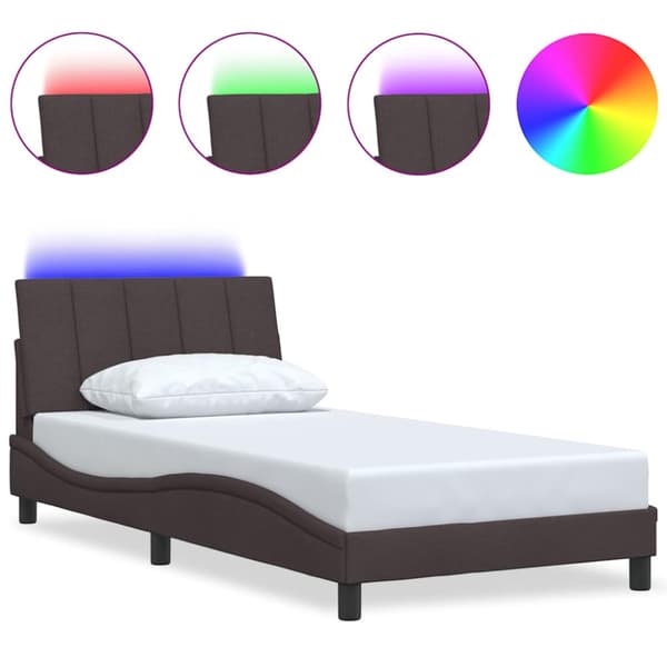 Bed Frame without Mattress "Hanko" Dark Brown 100x200cm Fabric