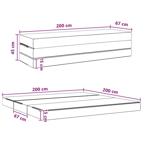 Fällbar Soffbed 200 x 67 x 45 cm Ljusgrå