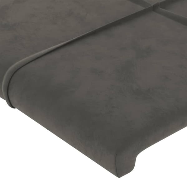 Sänggavel LED mörkgrå 144x5x118/128 cm sammet