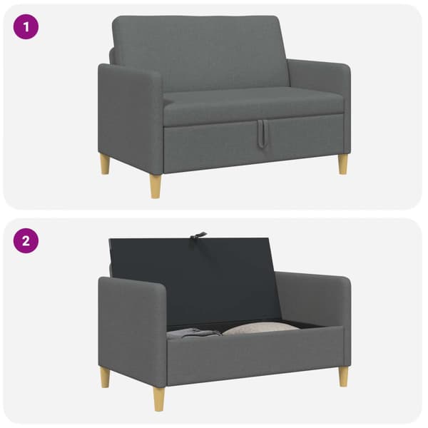 Soffa med förvaring Mörkgrå 122 x 78 x 87 cm Polyester