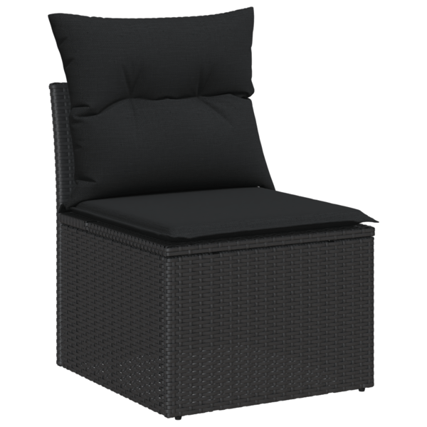 Trädgårdsoffset med lagring 6 pcs Svart Poly rattan