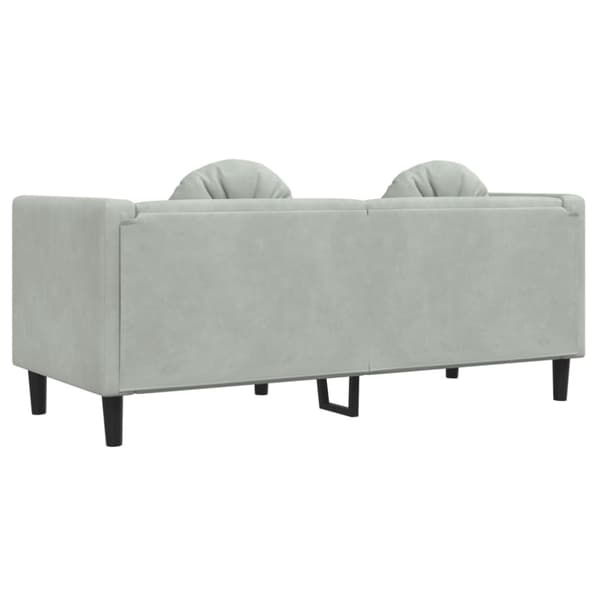 Soffa med kuddar 2-sits ljusgrå sammet
