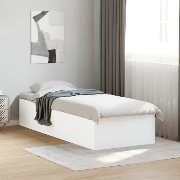 Sängram vit 100x200 cm konstruerad trä
