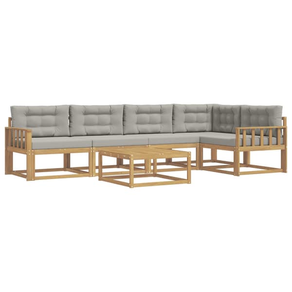Utomhussoffset 6 pcs Vit och ljusgrå 79 x 79 x 37 cm Polyester