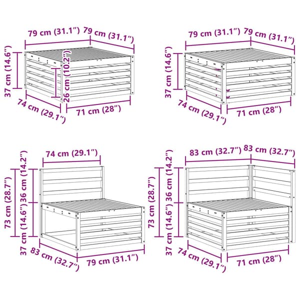 Utomhussoffset 8 pcs Naturlig