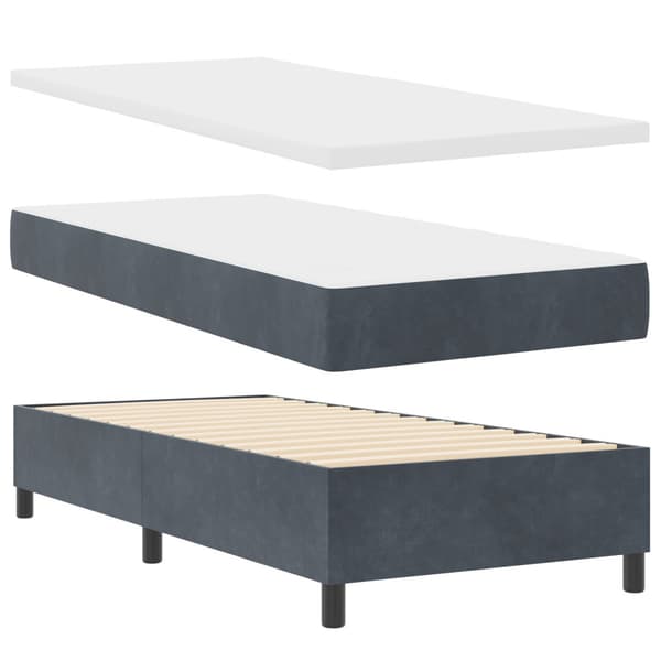 Bäddfjäder med madrass Mörkgrå 90 x 200 cm Sammet