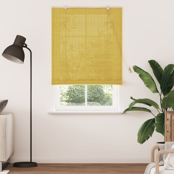 Rullgardin med gardiner Gul 100 x 220 cm Bambu