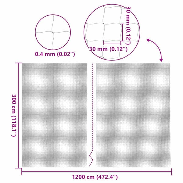 Katnät transparent 12x3 m nylon