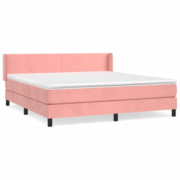 Ramsäng med madrass rosa 160x200 cm sammet