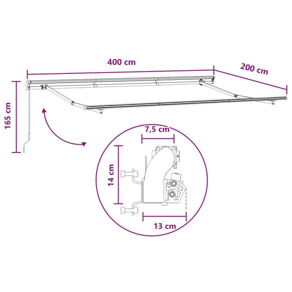 Utfällbar markis Taupe 4 x 2 m tyg