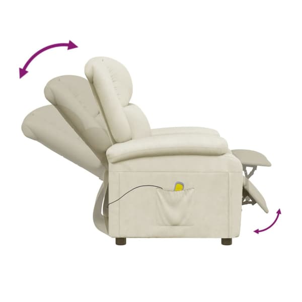 Massagefåtölj gräddvit konstläder