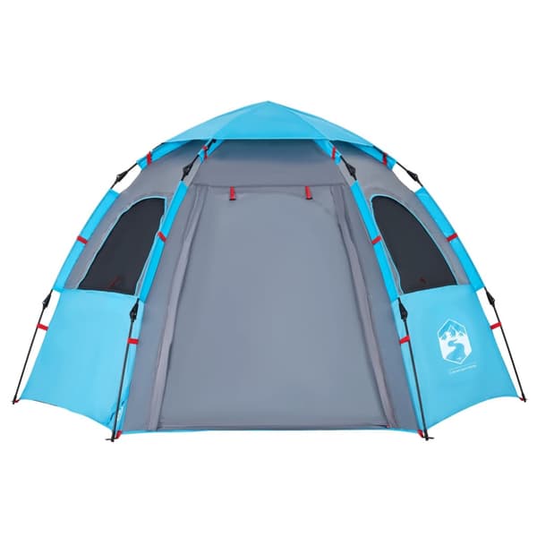 Campingtält 4 personer blå snabbrest