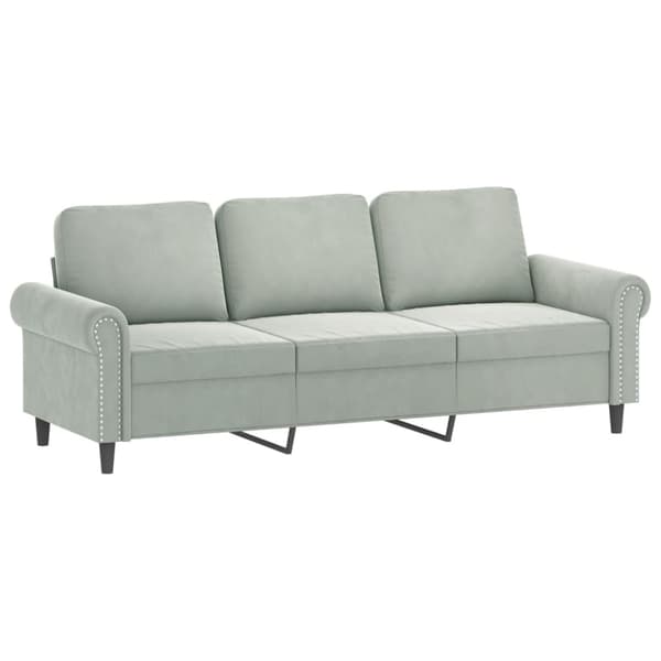 3-sitssoffa ljusgrå 180 cm sammet
