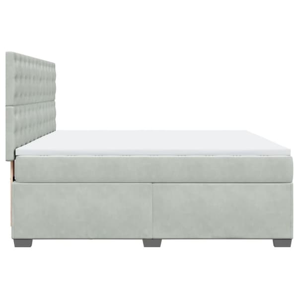 Ramsäng med madrass ljusgrå 180x200 cm sammet