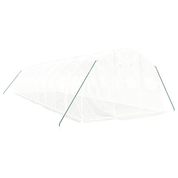 Växthus med stålram vit 30 m² 10x3x2 m
