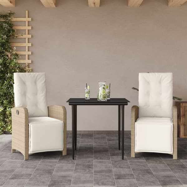 Bistrogrupp med dynor 3 delar beige konstrotting