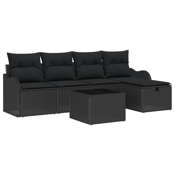 Trädgårdsoffset 6 st Poly rattan