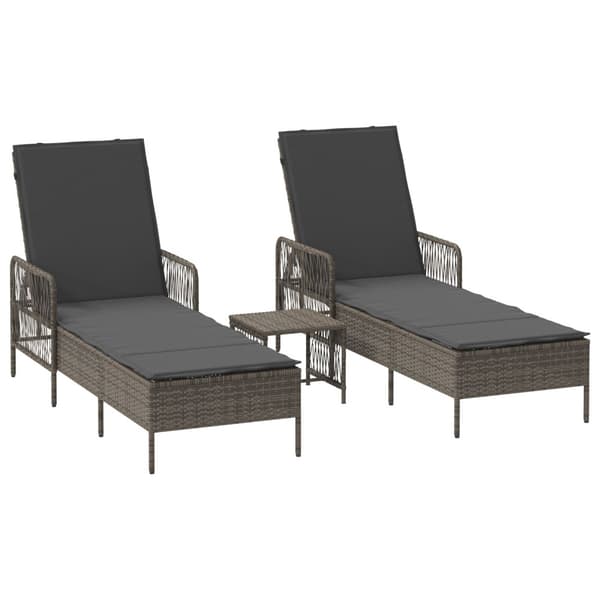 Solstol Reclining med kudde 3 pcs Grå och mörkgrå konstrotting