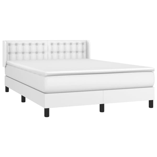 Ramsäng med madrass vit 140x200 cm konstläder