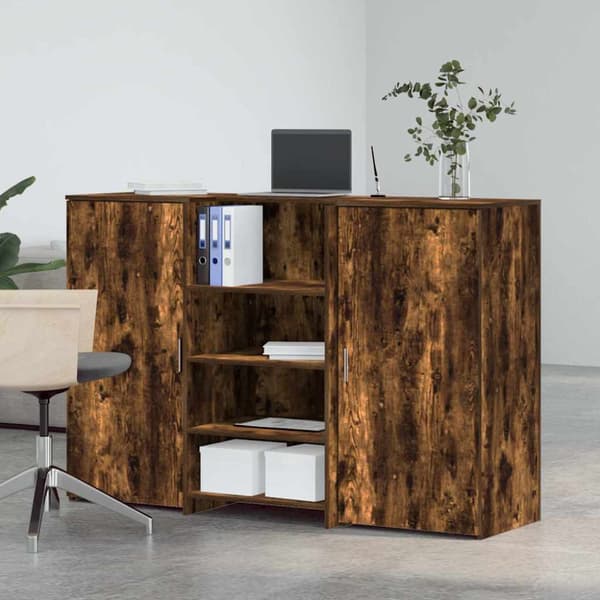 Receptionsdisk rökfärgad ek 155x50x103,5 cm konstruerat trä