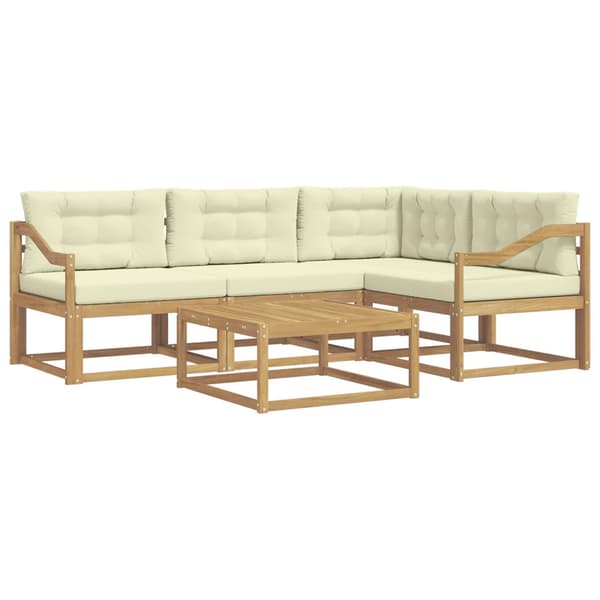 Utomhussoffset 5 pcs Vit och grädde 79 x 79 x 37 cm Polyester