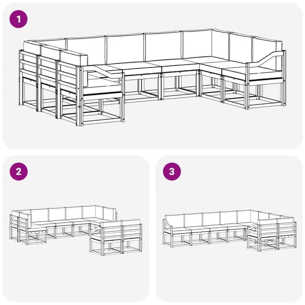 Utomhussoffset med kudde 9 pcs Vit och grädde