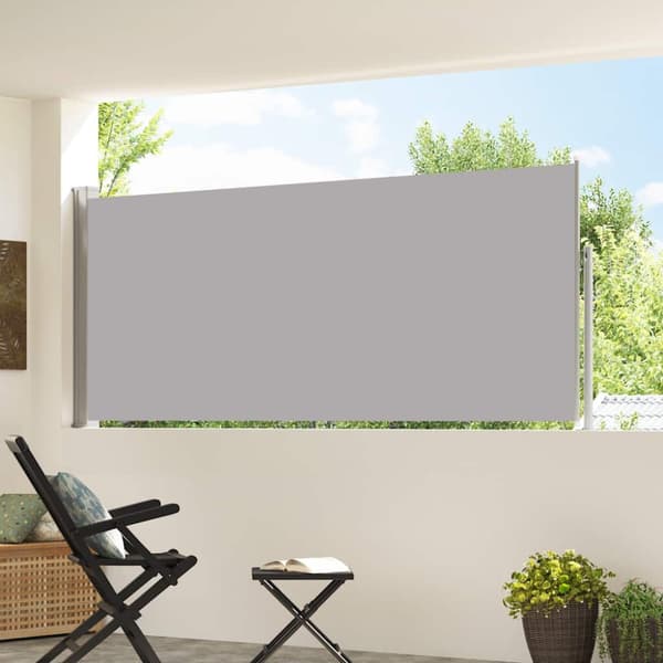 Infällbar sidomarkis 120 x 300 cm grå