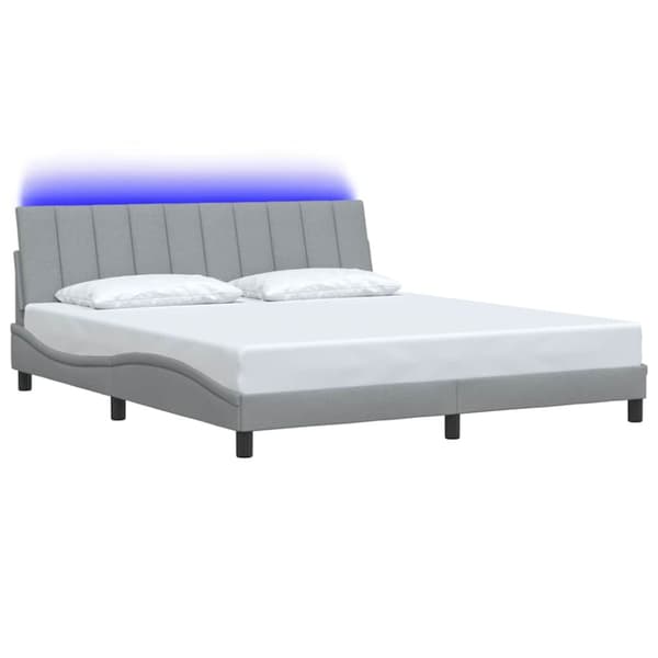 Bed Frame without Mattress "Hanko" Light Grey 180x200cm Fabric