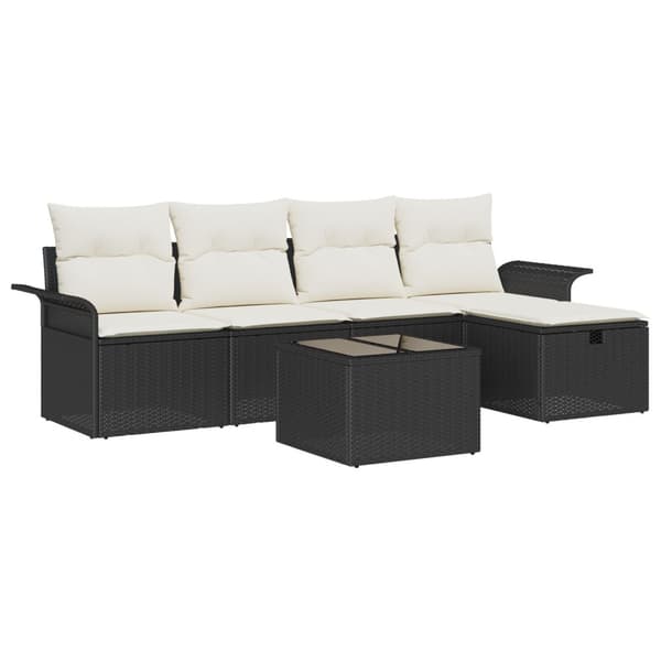 Trädgårdsoffset 6 st Poly rattan