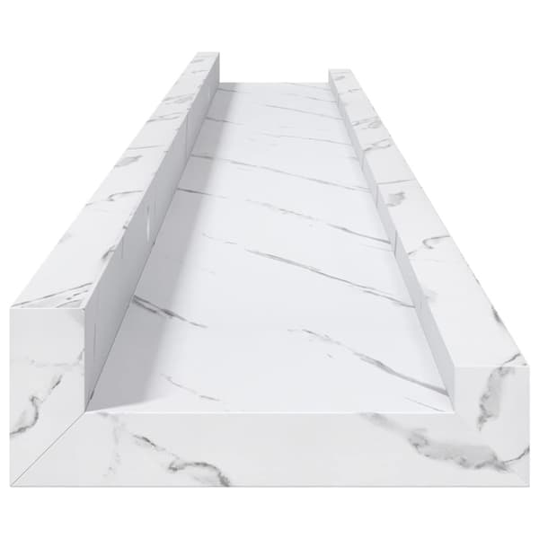 Vägg hylla Väggmonterat 4 pcs Vit marmor 80 x 9 x 3 cm