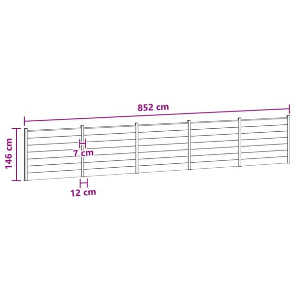 Stängselpanel 5 pcs WPC och aluminium Brun