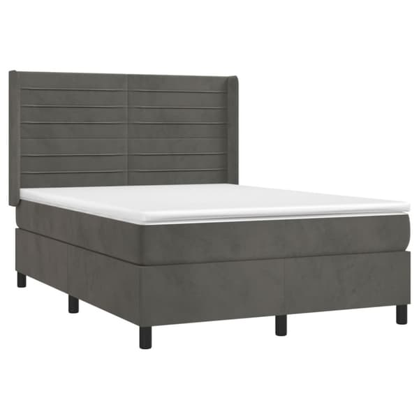 Ramsäng med madrass mörkgrå 140x190 cm sammet