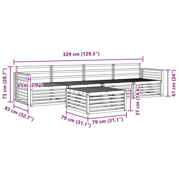 Utomhussoffset 5 pcs Naturfärg