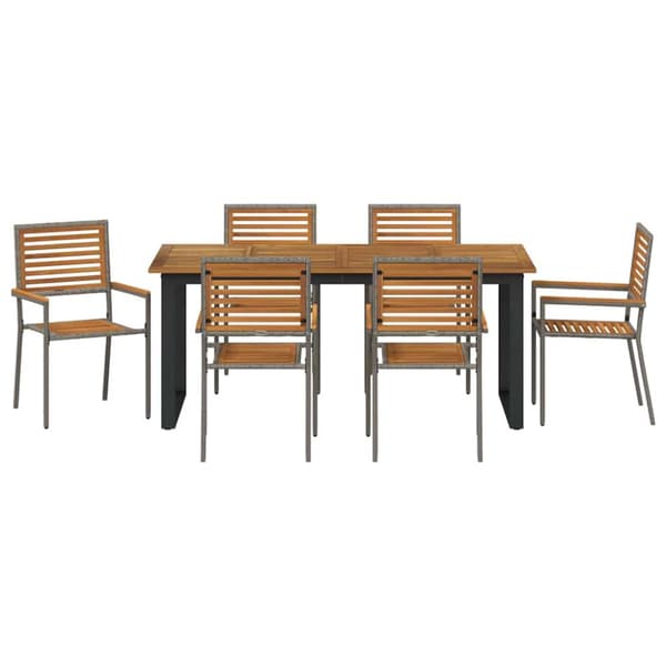 Trädgårdsmöbelset 7 pcs Grå Massivt Akaciaträ