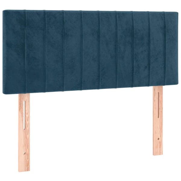 Ramsäng med madrass mörkblå 100x200 cm sammet