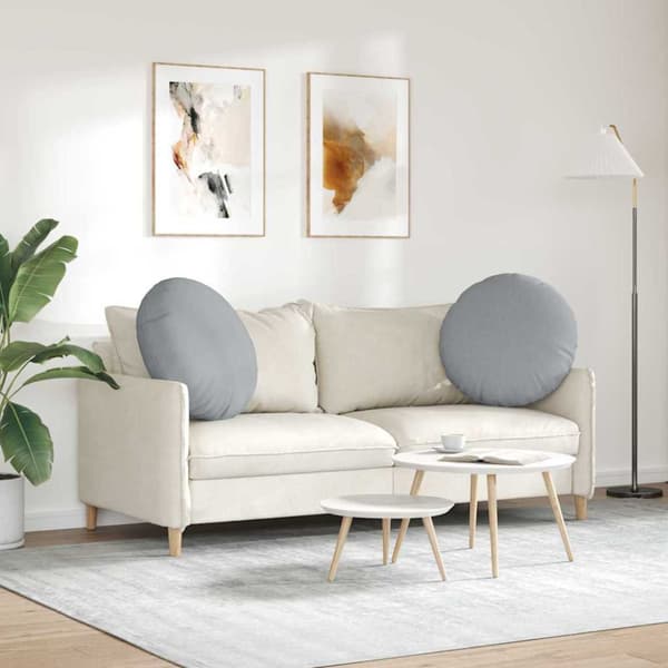 Sittkuddar 2 pcs Ljusgrå Ø60 x 21 cm tyg