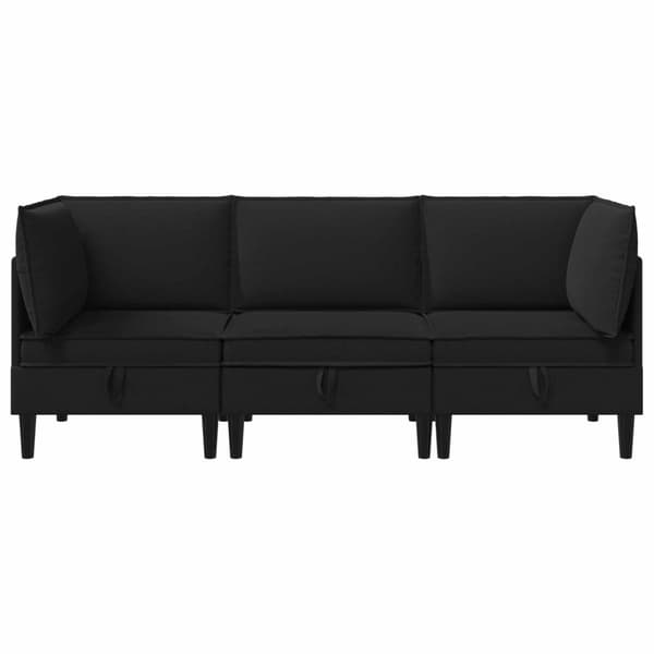 Möbelset för vardagsrummet 3 pcs Svart Tyg