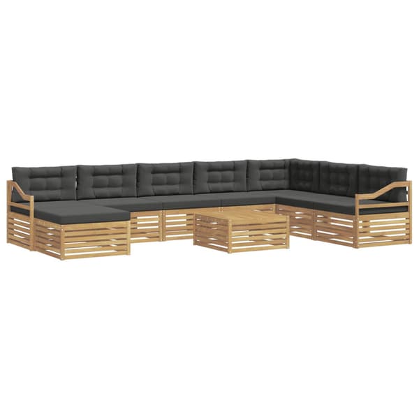 Utomhussoffset med kudde 9 pcs Vit och antracit Polyester