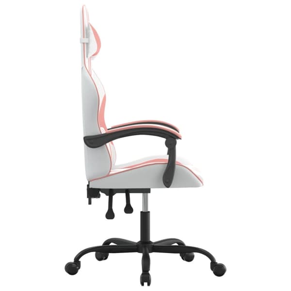 Gamingstol vit och rosa konstläder