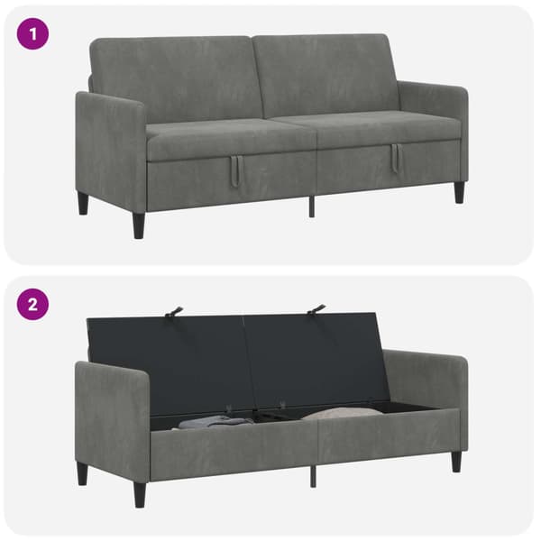 Soffa med förvaring Mörkgrå 192 x 78 x 87 cm Polyester