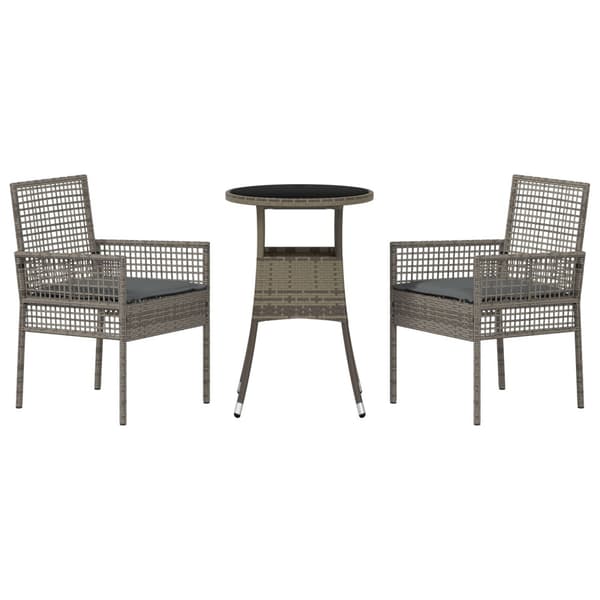 Trädgårdsmöbelset 3 pcs Grå konstrotting
