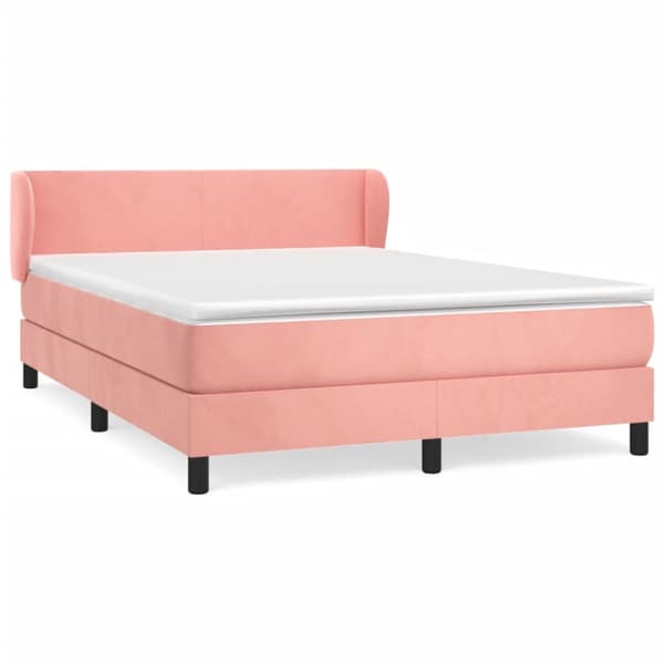 Ramsäng med madrass rosa 140x190 cm sammet