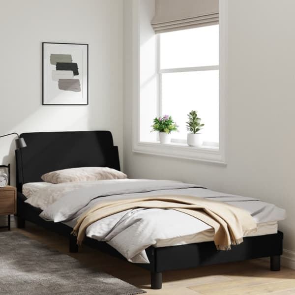 Bed Frame with Headboard "Dover" Black 90x200 cm Fabric