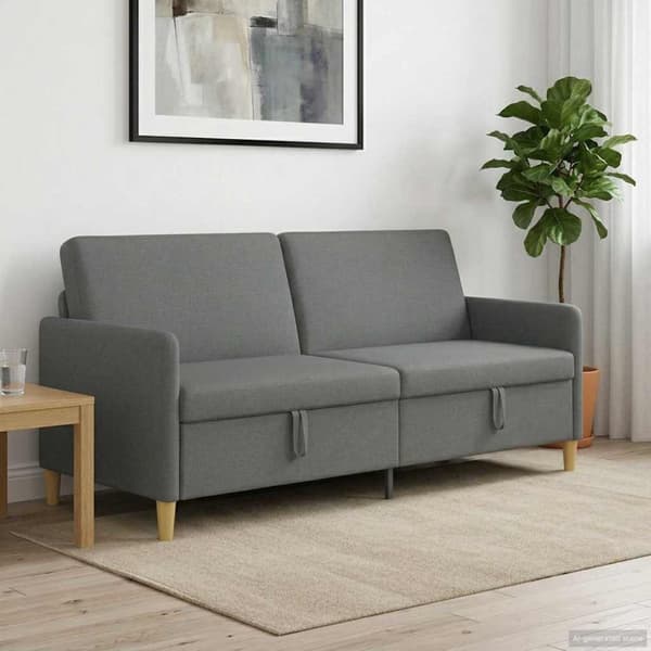 Soffa med förvaring Mörkgrå 192 x 78 x 87 cm Polyester
