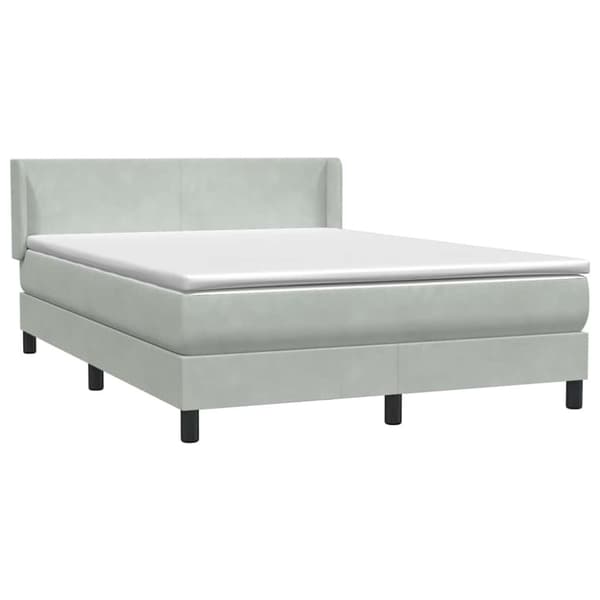 Ramsäng med madrass ljusgrå 160x210 cm sammet