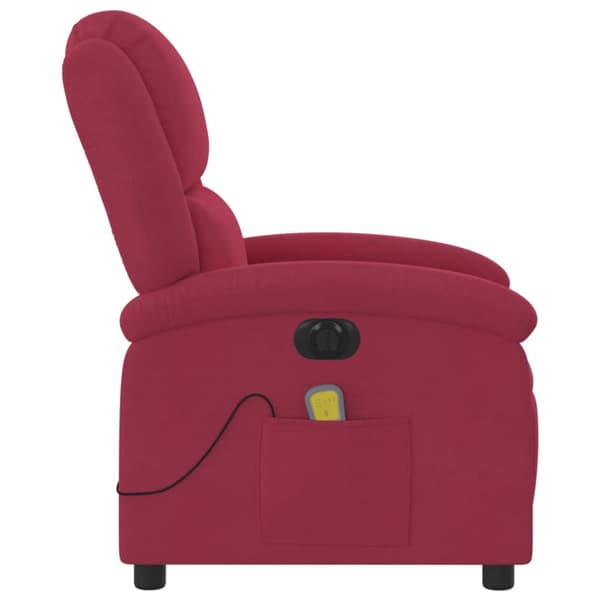 Elektrisk massagefåtölj vinröd sammet